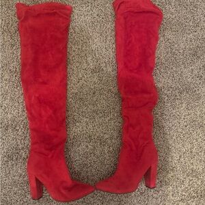 Red Suede Thigh high boots